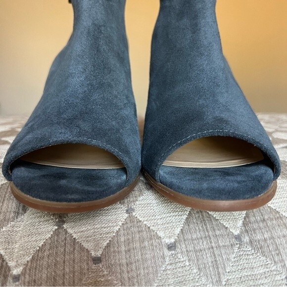Sole Society Blue Suede So-Ferris Open Toe Bootie Sandals Block Heel Size 7.5 - Picture 7 of 16